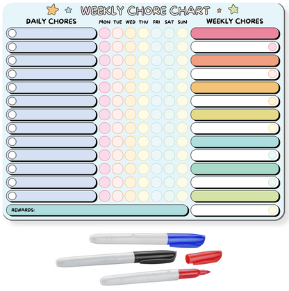 Magnetic Chore Chart for Kids | Large 10” x 13” Reward Chart with Erasable Marker | Durable Dry Erase Board Magnet